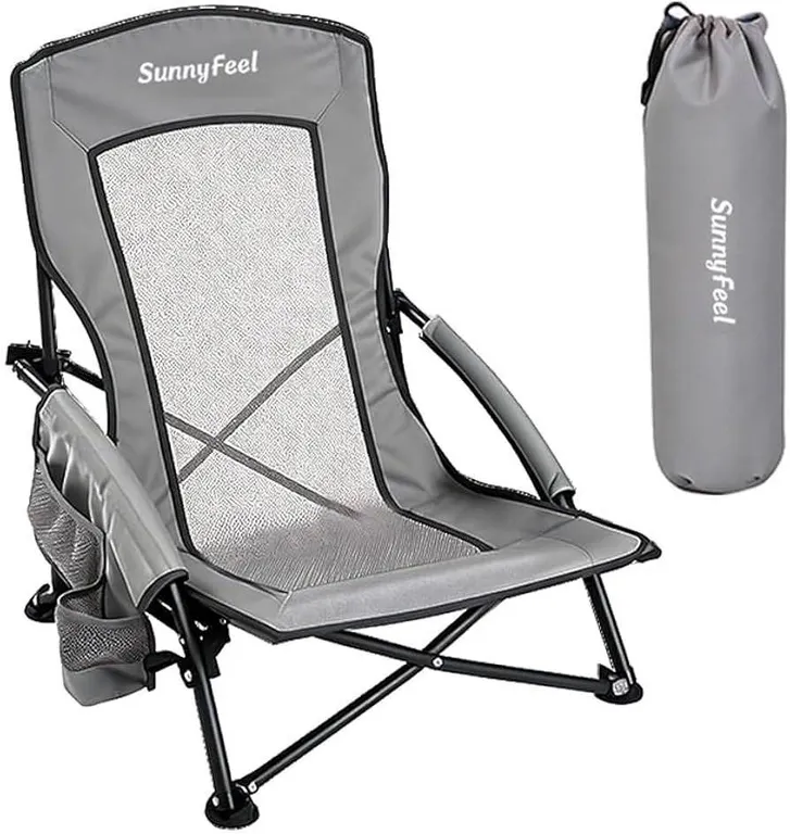 Sunny Feel Low Folding Picnic Chair Grey 2-Pack