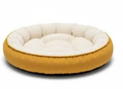 Round Dog and Cat Bed Plush Cushion Yellow