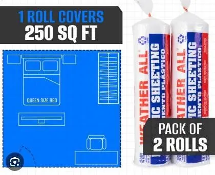 Polytarp Plastic Sheeting 10' x 25' 2 Rolls