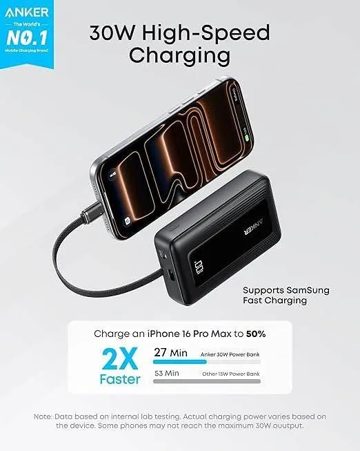 Anker 20,000mAh 30W Power Bank USB-C