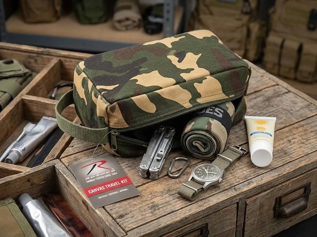 Rothco Woodland Camo Cotton Canvas Travel Kit