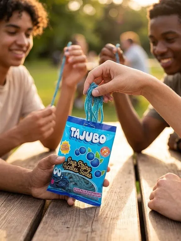 Tajubo Sour Blue Raspberry String Candy 80g