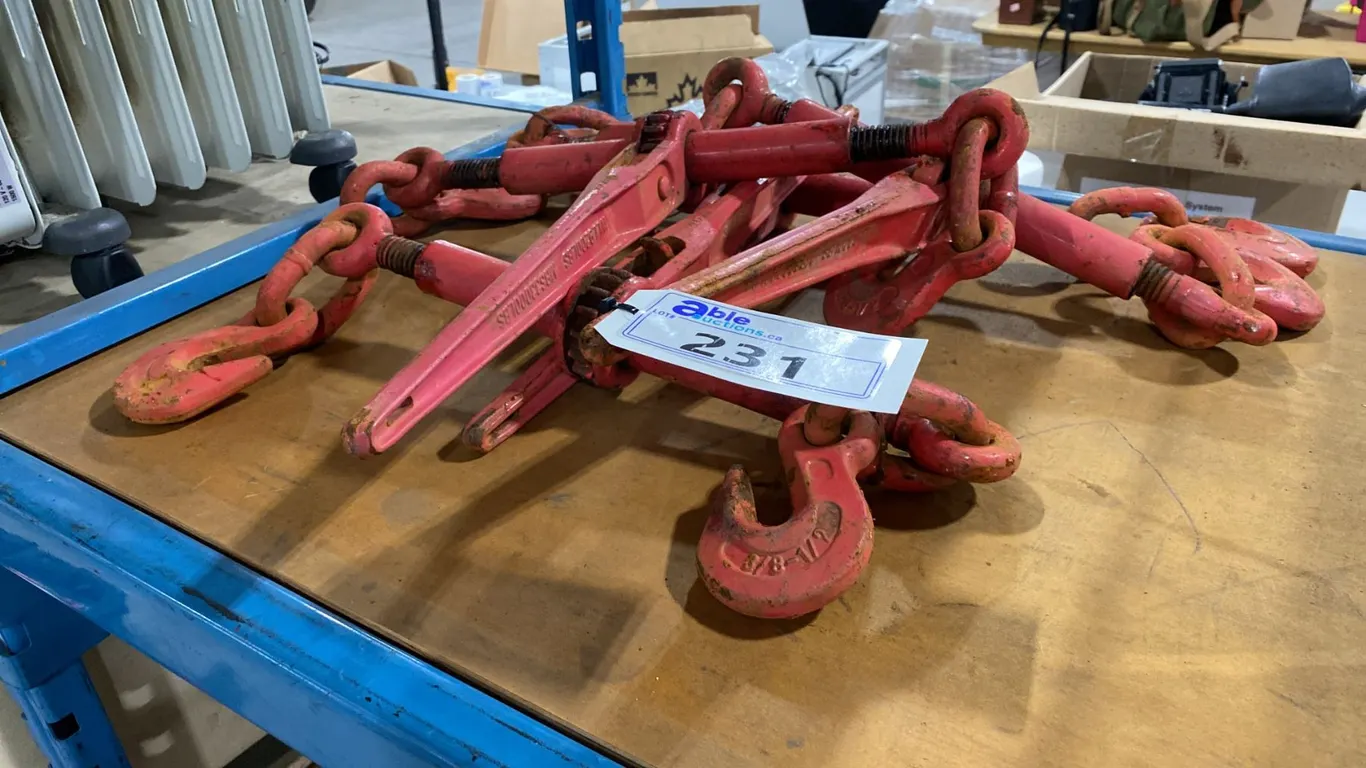 4 RED HEAVY DUTY CHAIN BINDERS