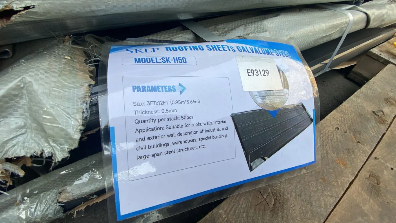 SKLP SK-H50 3' X 12' DARK GREY GALVALUME STEEL ROOFING SHEETS- 50 PCS TOTAL