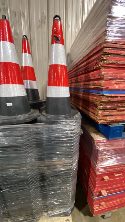 STACK OF APPROX 42 NEW INDUSTRIAL TRAFFIC CONES