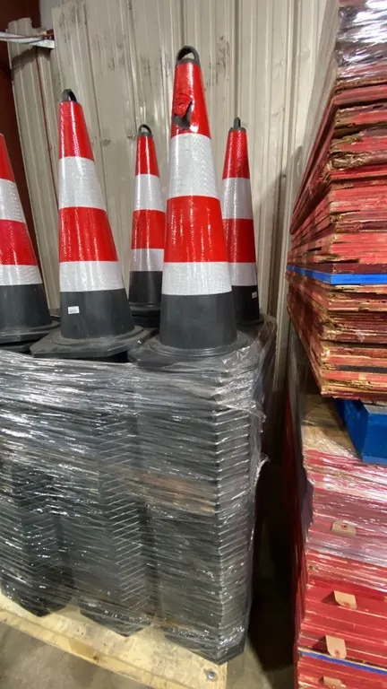 STACK OF APPROX 42 NEW INDUSTRIAL TRAFFIC CONES