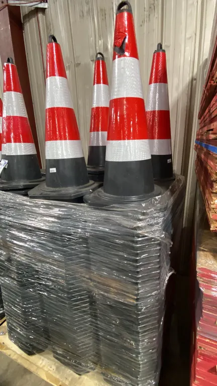 STACK OF APPROX 42 NEW INDUSTRIAL TRAFFIC CONES