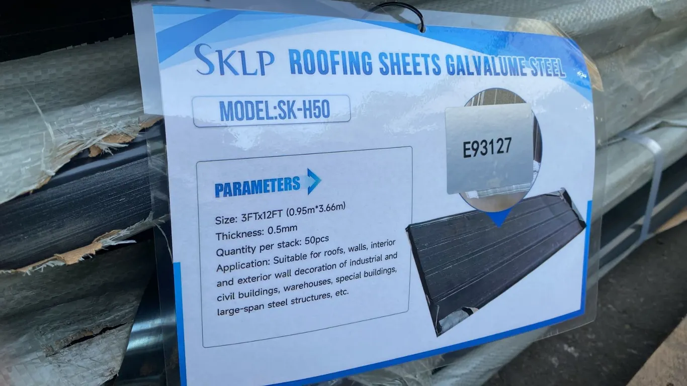 SKLP SK-H50 3' X 12' DARK GREY GALVALUME STEEL ROOFING SHEETS- 50 PCS TOTAL