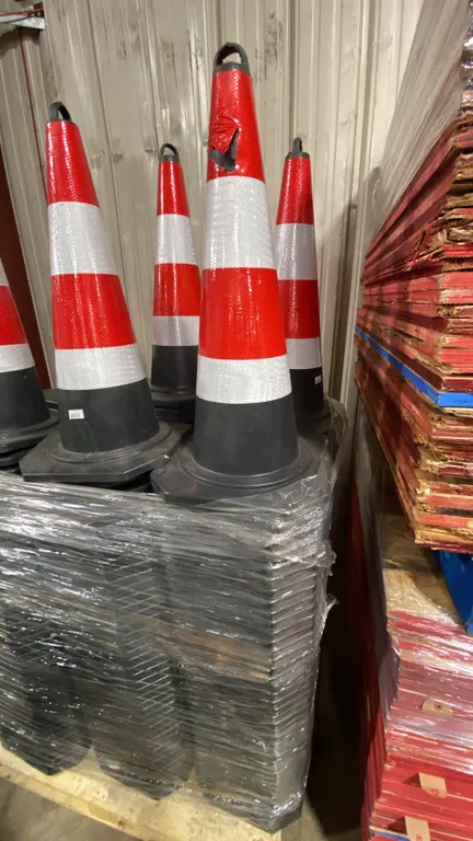 STACK OF APPROX 42 NEW INDUSTRIAL TRAFFIC CONES