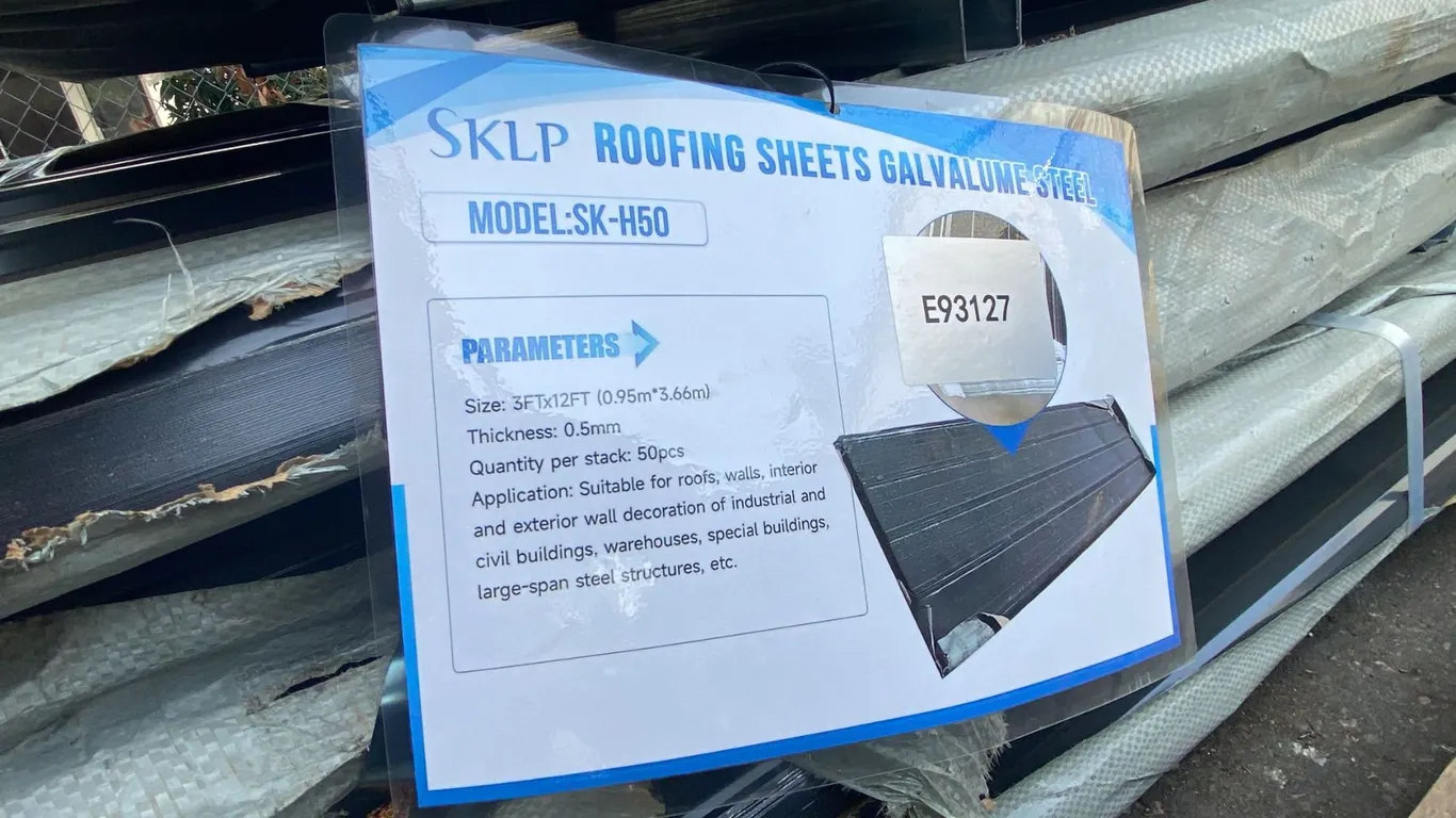 SKLP SK-H50 3' X 12' DARK GREY GALVALUME STEEL ROOFING SHEETS- 50 PCS TOTAL