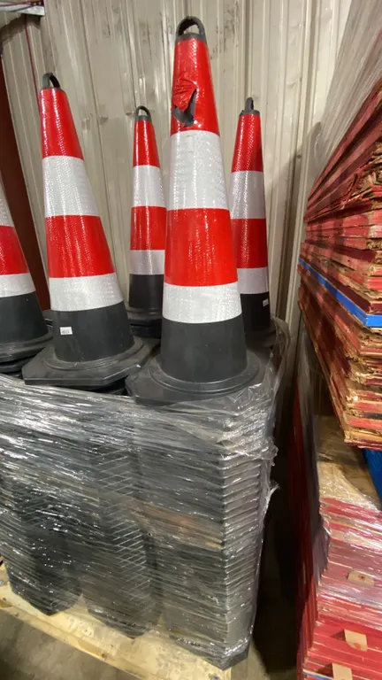 STACK OF APPROX 42 NEW INDUSTRIAL TRAFFIC CONES