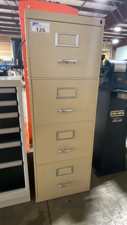 BEIGE METAL 4 DRAWER VERTICAL FILING CABINET