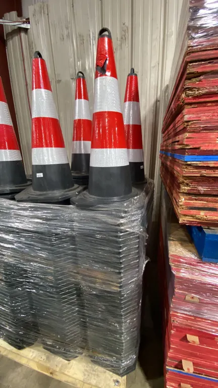 STACK OF APPROX 42 NEW INDUSTRIAL TRAFFIC CONES