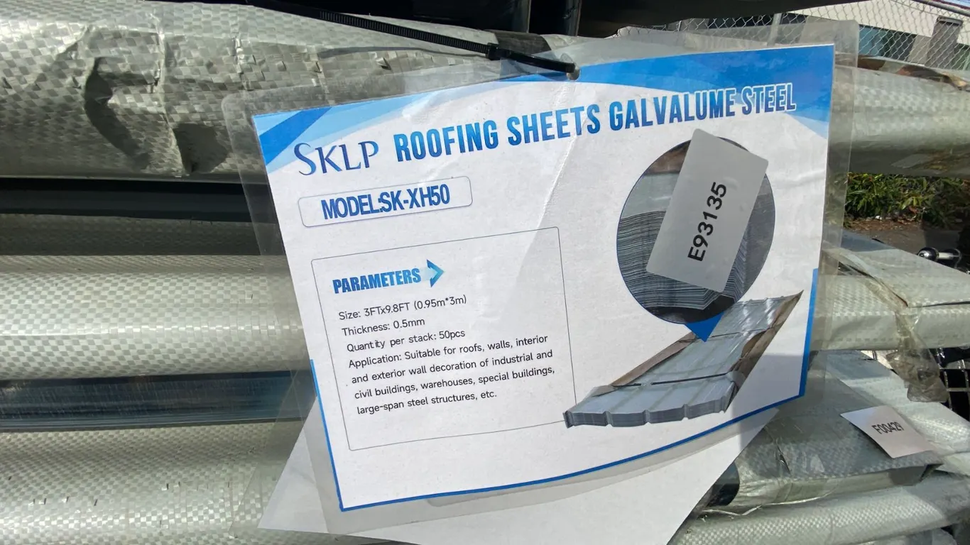 SKLP SK-XH50 3' X 9'8" WHITE GALVALUME STEEL ROOFING SHEETS- 50 PCS TOTAL