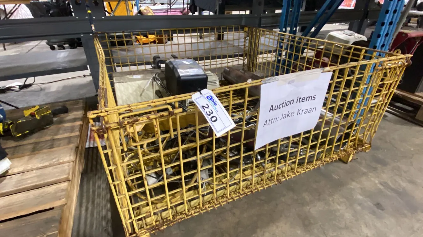 COFFING JLC INDUSTRIAL ELECTRIC CHAIN HOIST WITH CABLE, REMOTE & BRACKET IN YELLOW METAL MESH CRATE