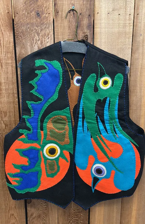 ORIGINAL PAUL JOHNNY WEARABLE ART HAND-STITCHED FLANNEL VEST