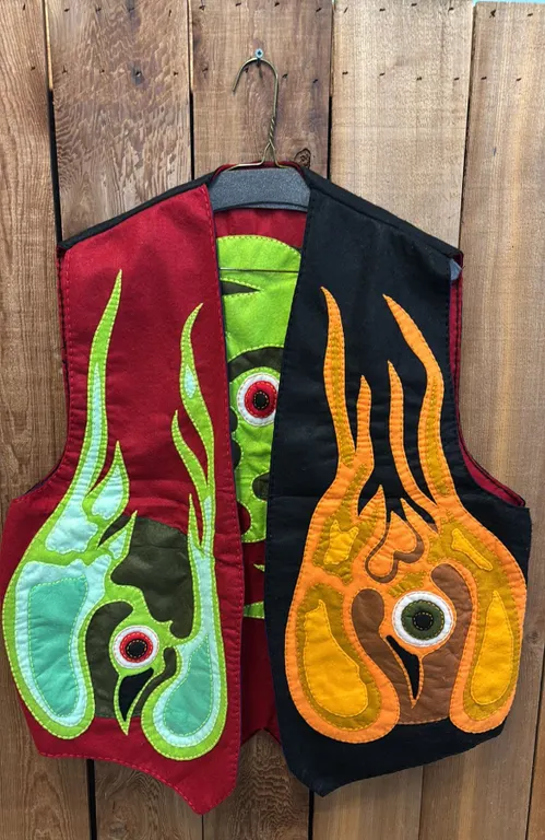 ORIGINAL PAUL JOHNNY WEARABLE ART HAND-STITCHED FLANNEL VEST