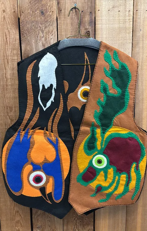 ORIGINAL PAUL JOHNNY WEARABLE ART HAND-STITCHED FLANNEL VEST