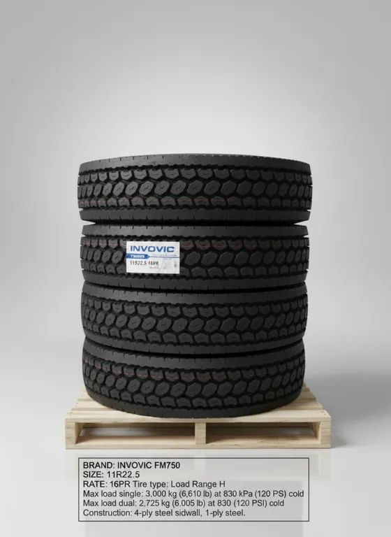 NEW LOT OF (4 TIRES) FM750 11R22.5 16PR CLOSED SHOULDER DRIVE TIRES
