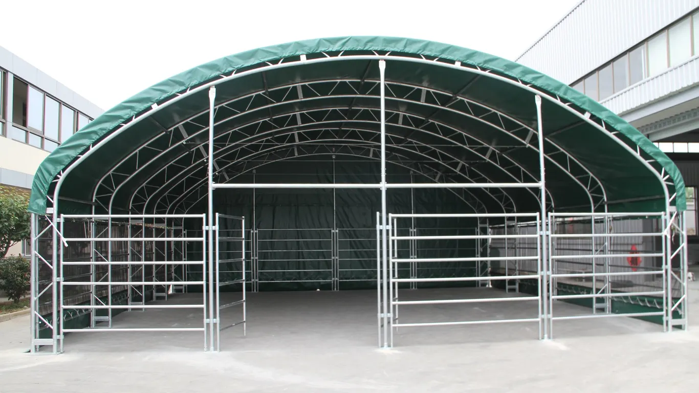 NEW 40x40 HORSE & ANIMAL LIVESTOCK SHELTER STORAGE BUILDING DUAL TRUSS PVC COVER
