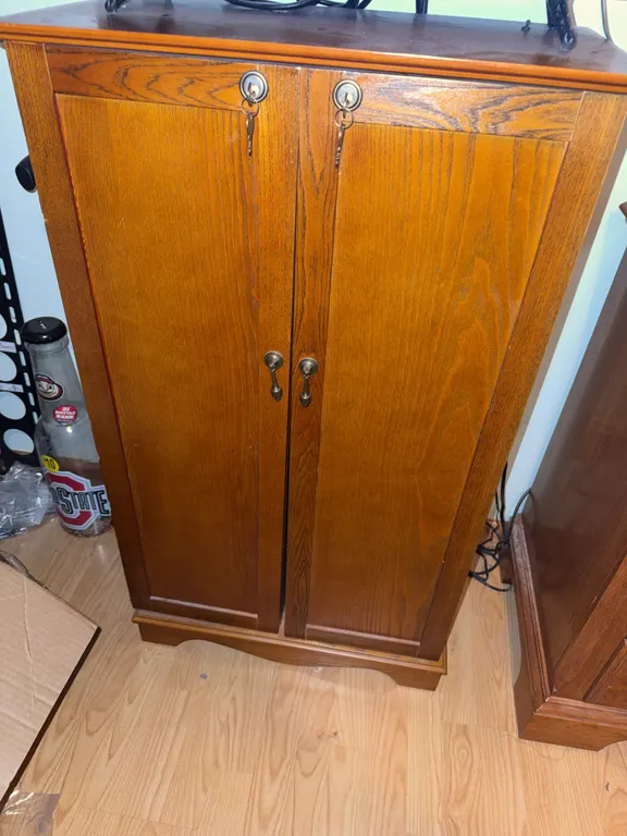 Wood VHS Tape Storage Cabinet with Locking Doors