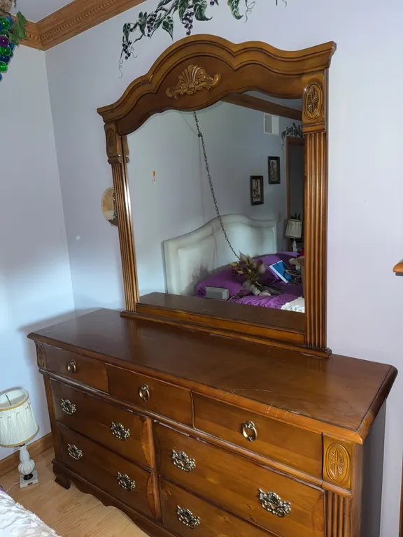 Traditional Dresser with Carved Mirror