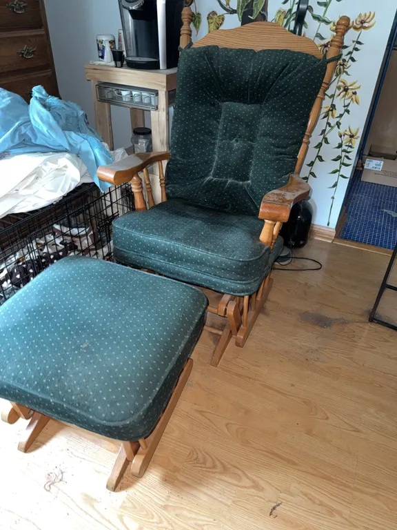 Wood Glider Rocker with Matching Ottoman