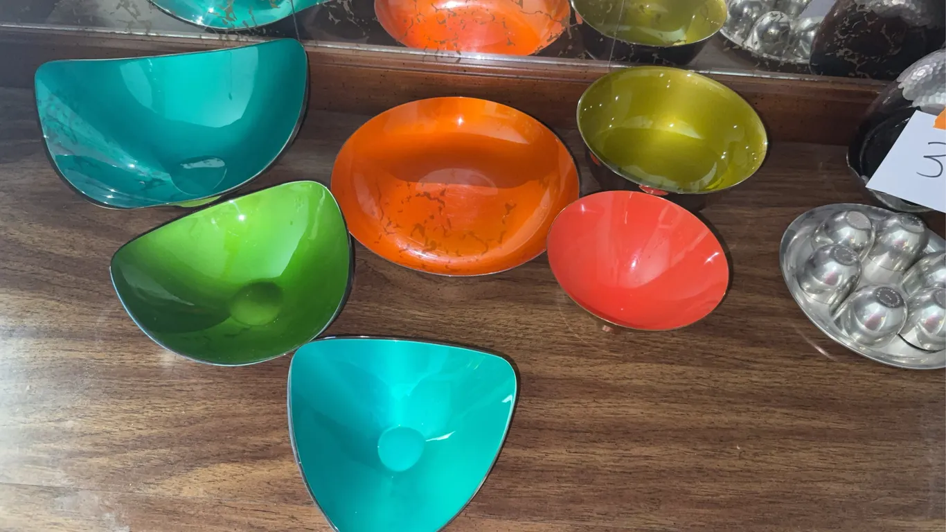 Vintage Mid-Century Colorful Enamel Bowls