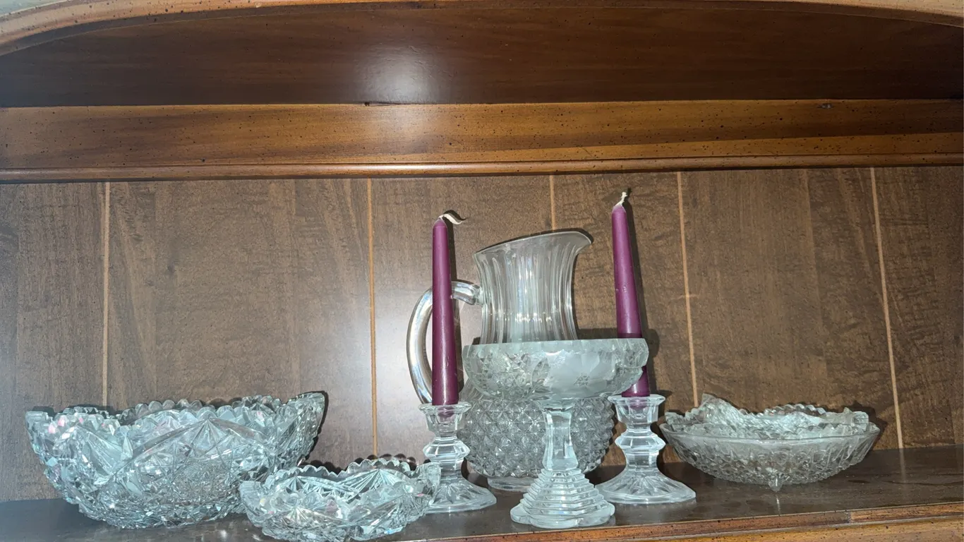 Assorted Vintage Pressed & Cut Glass Serving Pieces