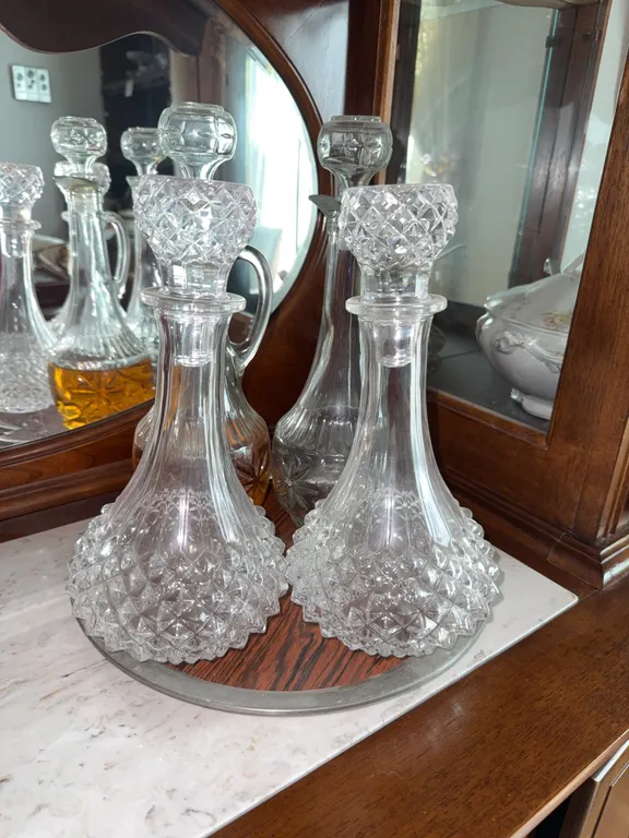 Vintage Pressed Glass Decanters with Stoppers