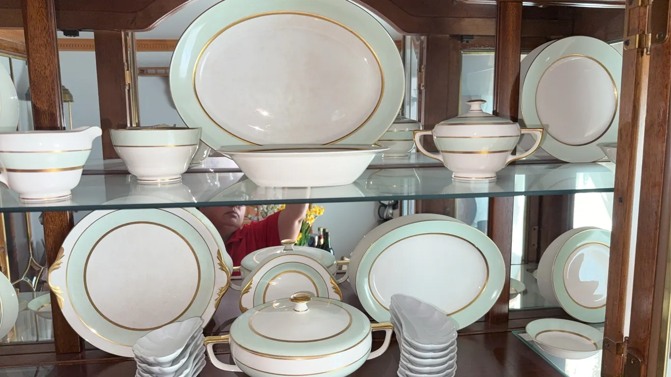 Pope-Gosser Fine China Dinnerware Set with Gold Trim