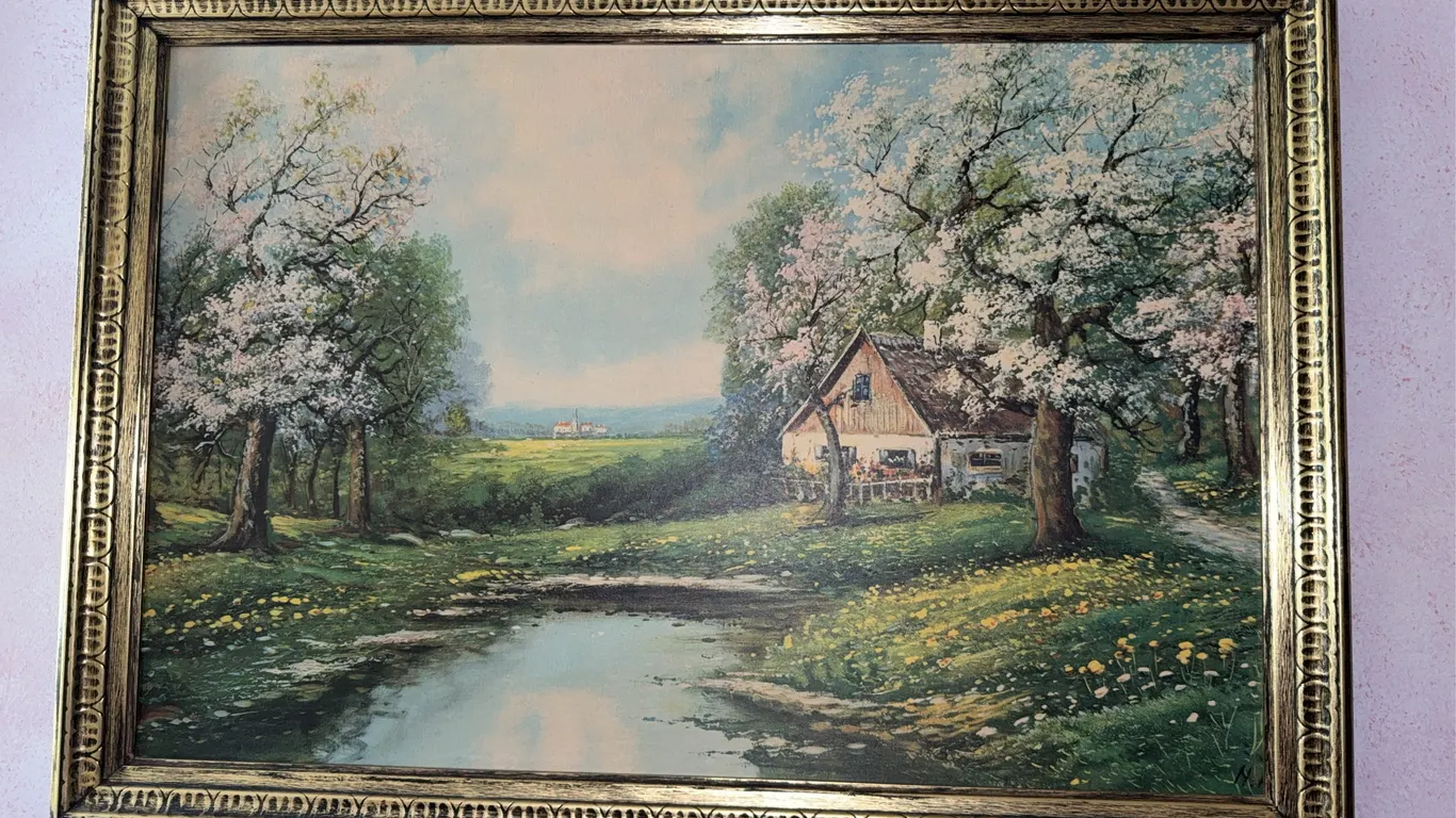 Framed Cottage Landscape Print