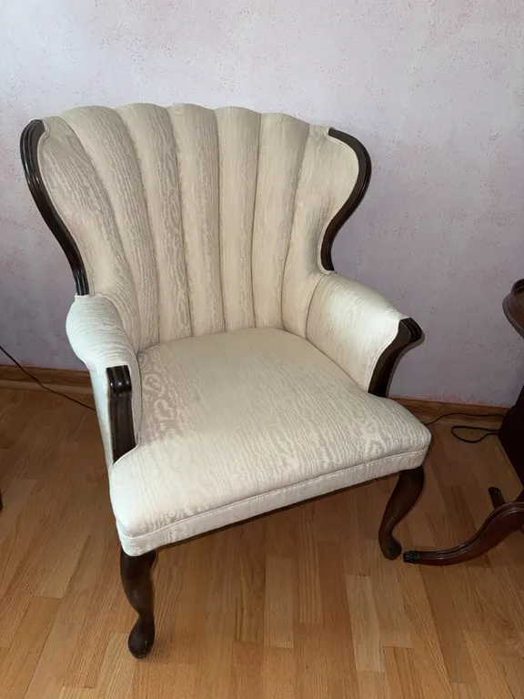 Vintage Wingback Accent Chair with Wood Trim