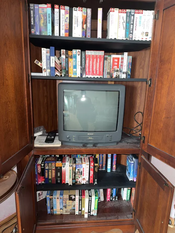 Sharp CRT TV/VCR Combo & Large VHS Movie Collection
