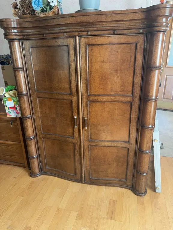 Large Wood Entertainment Armoire / Media Cabinet