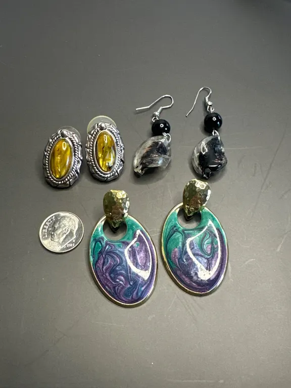 Three Pairs of Earrings: Mixed Styles and Eras