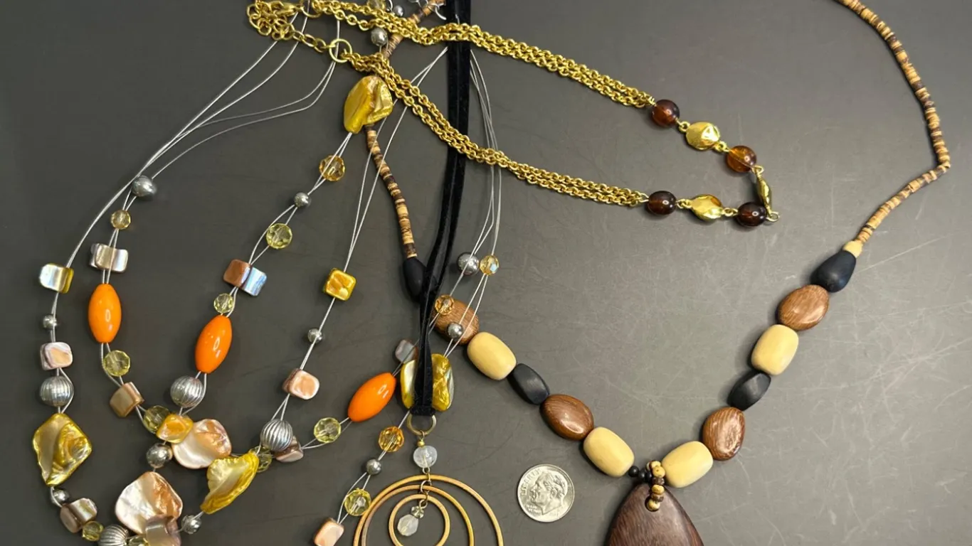 4 Colorful Jewelry Necklaces from Various Eras