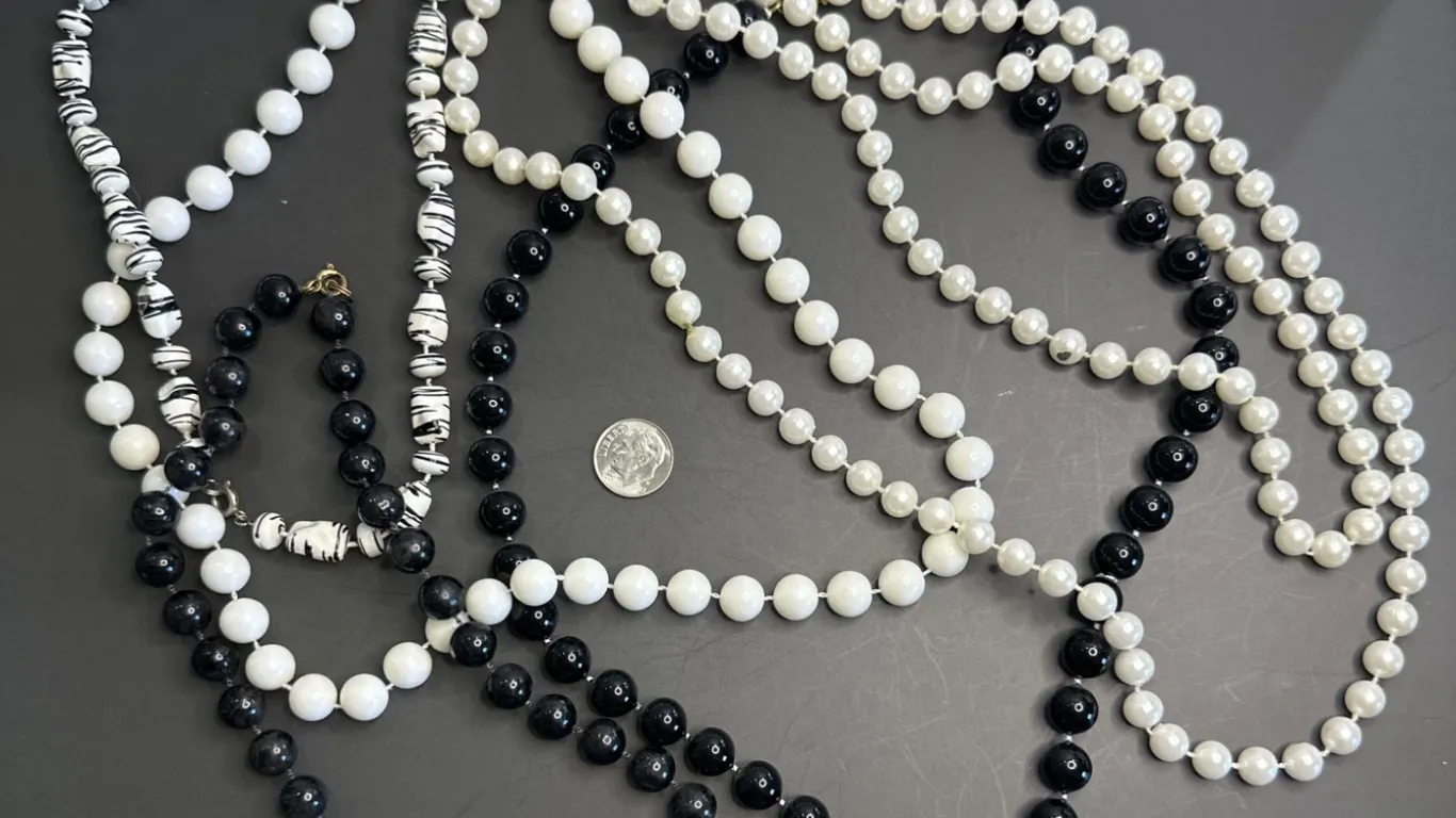 Beaded Necklaces in Black and White Tones