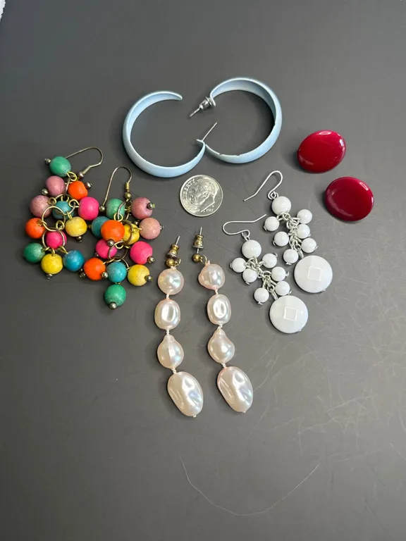 Earrings: Hoop, Dangle, and Stud Styles, Mixed Materials