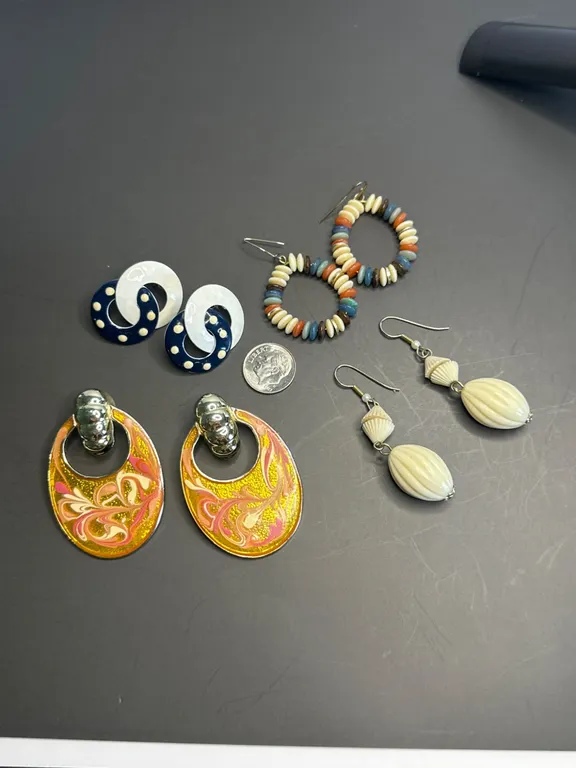 Vintage-Style Earrings, Mixed Materials, Various Designs