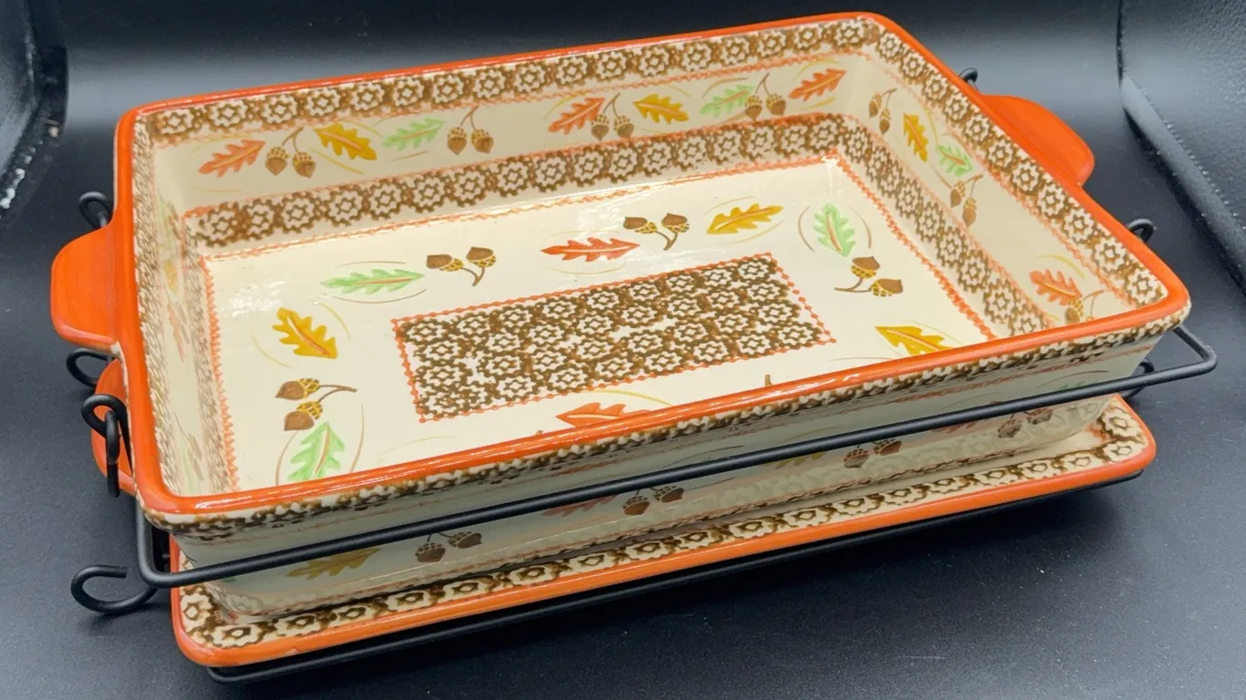Temptations Old World 9 X 13 Casserole Dish, Holder And Tray