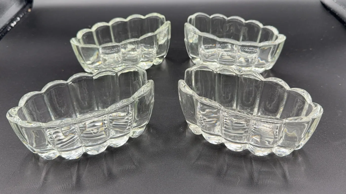 4 Vintage Princess House Scalloped Crystal Spoon & Fork Rest Holders