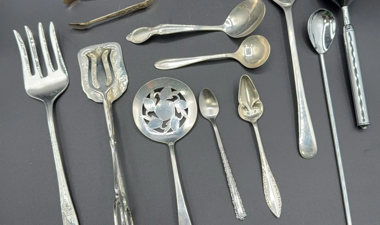 Box Lot Silver Plate Serving Utensils