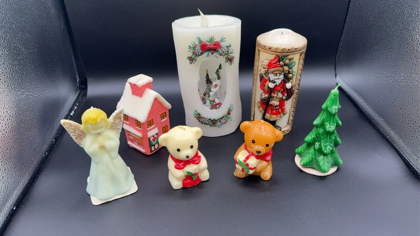 Box Lot Vintage Christmas Candles