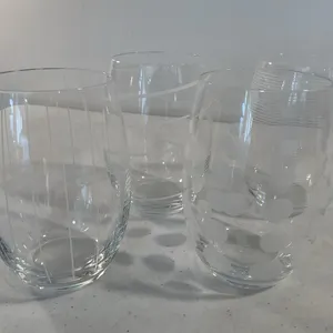 Set of 4 Etched Stemless Glasses