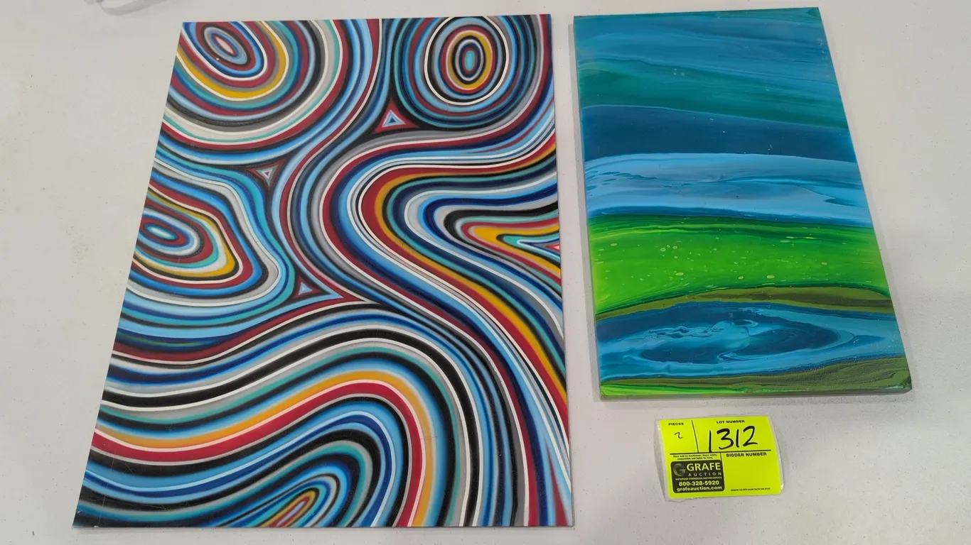 (1) 11½"x19" and (1) 18"x24" Abstract acrylic art