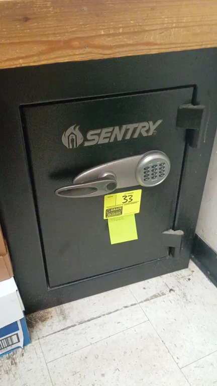 SentrySafe security safe. Features digital electronic keypad lock, lever handle, carpeted interior with shelf, and interior door key organizer. Combin