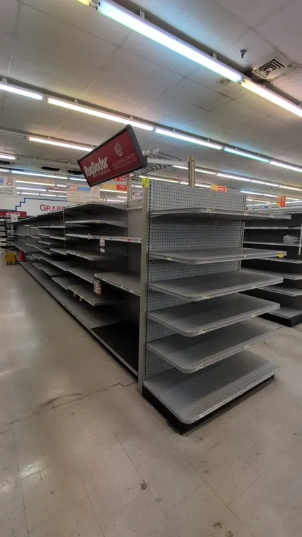 108'L of Madix gondola shelving. Features gray finish, solid and pegboard back panels, adjustable upper shelves, and 22"/22" base shelves. 72"H uprigh