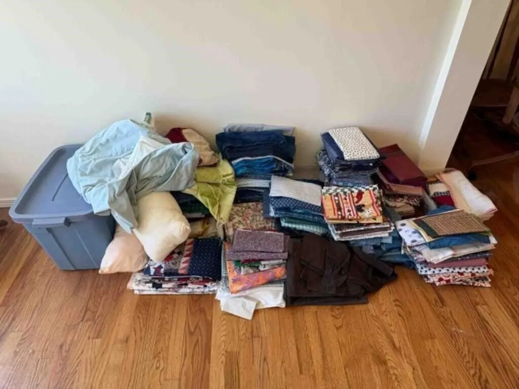 ASSORTED SEWING MATERIALS, CLOTH, ECT