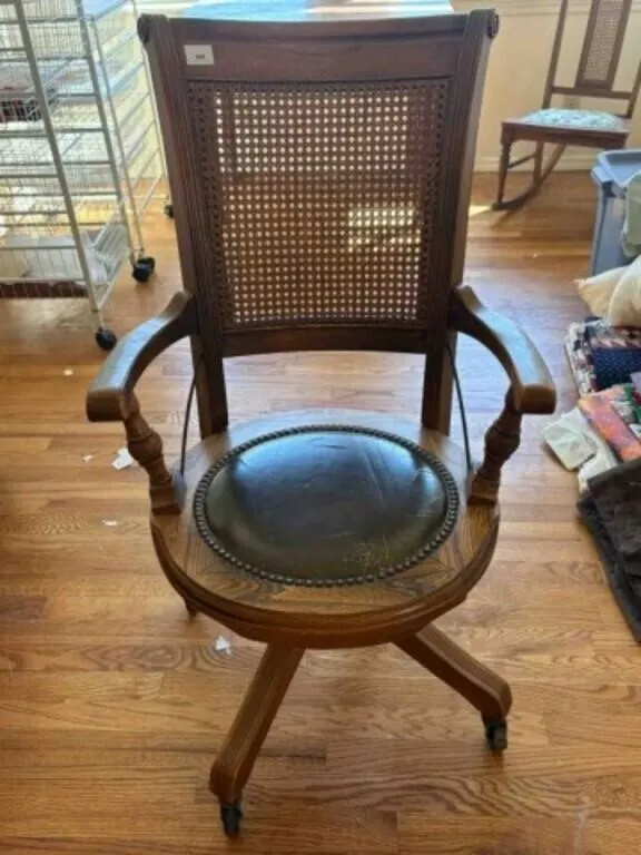 WOODEN SWIVEL DESK CHAIR